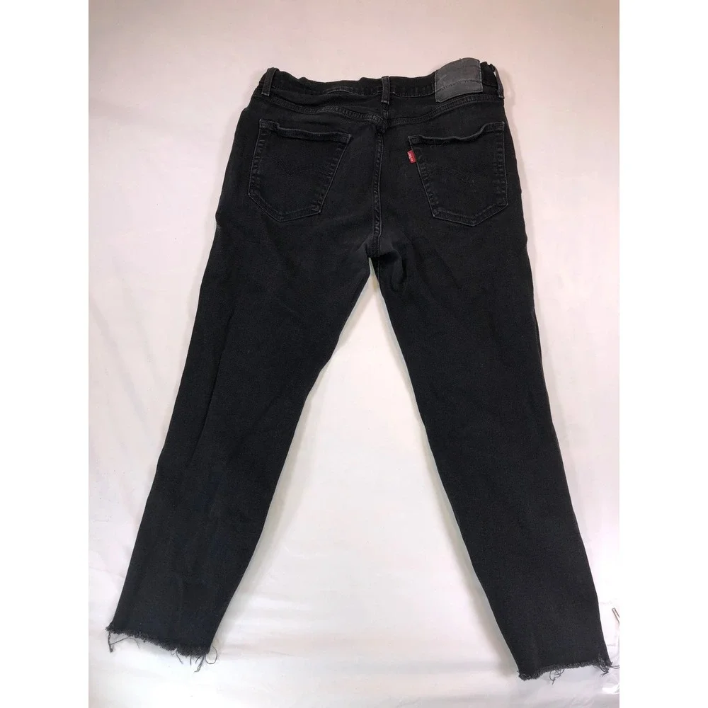 Levis 510 Skinny Fit Jeans Mens 31x24 Black Raw Hem WaterLess Denim 05510-0722